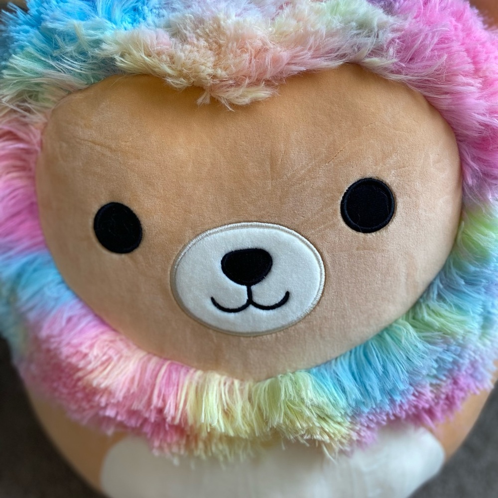 Squishmallows 16 in Leonard Rainbow Mane Lion. NWT